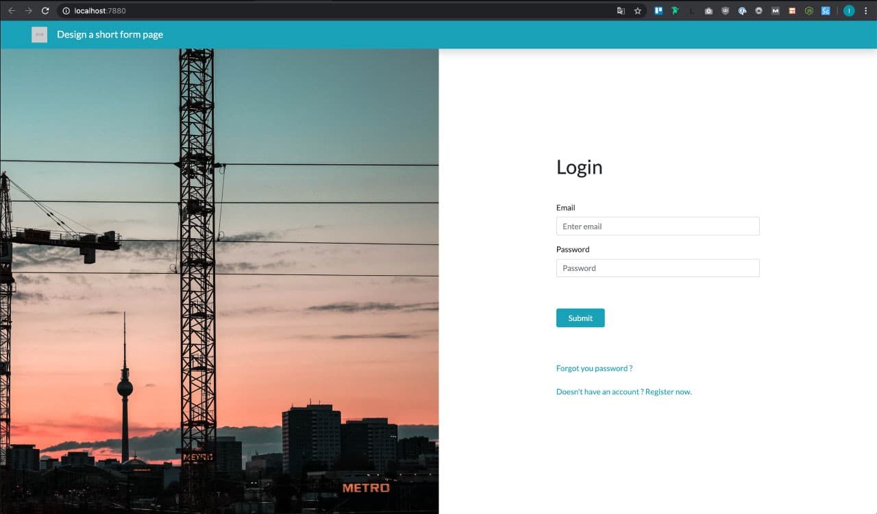 Login page with image