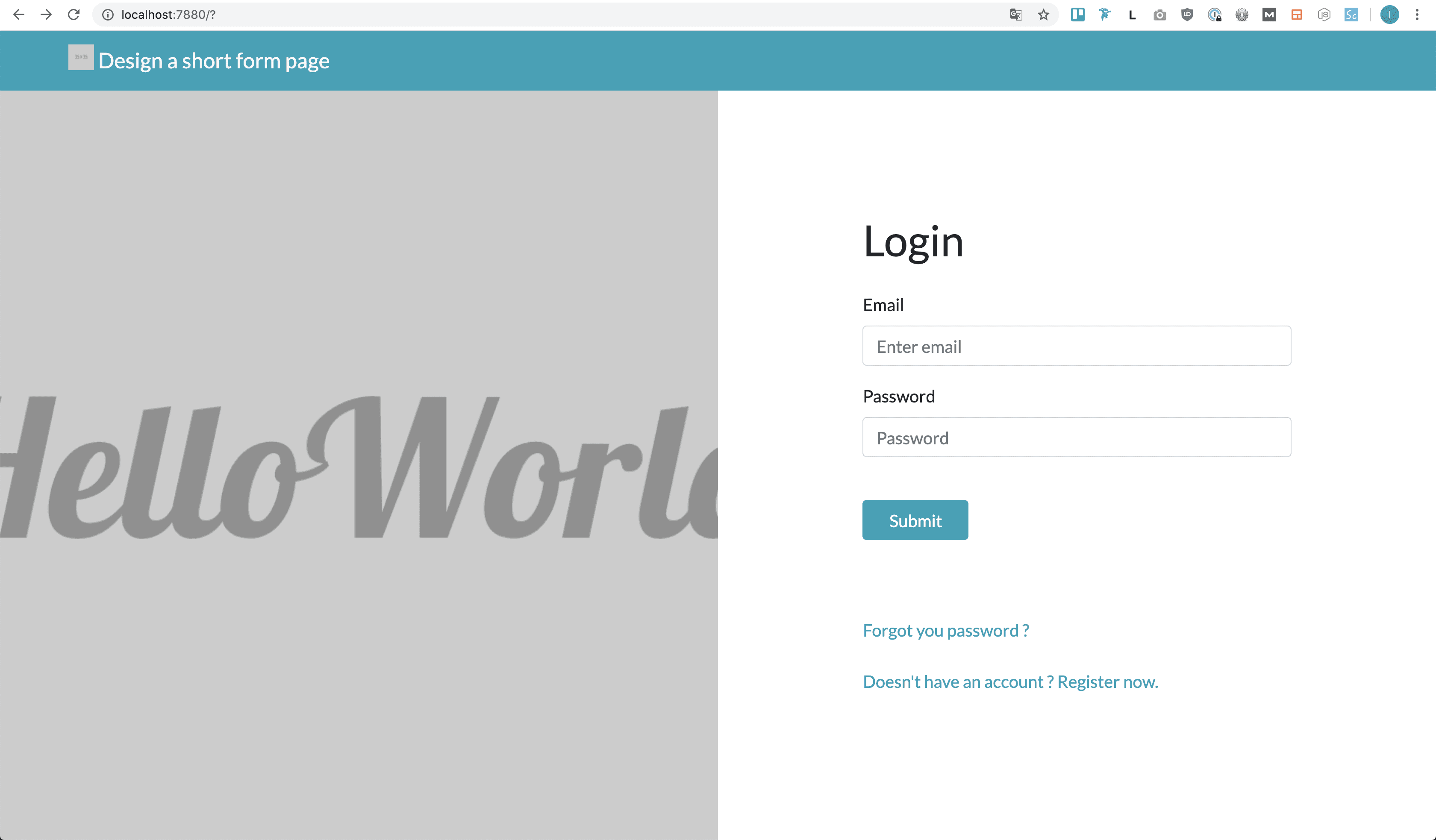 login page with image on browser