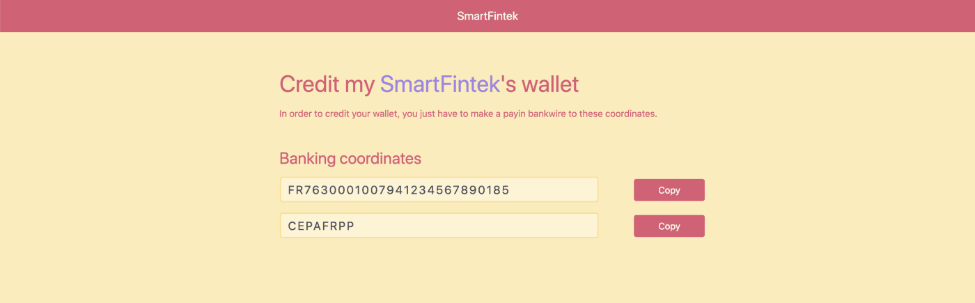 A basic “top-up your e-wallet” page