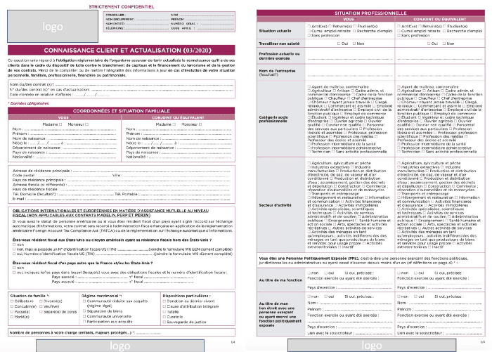 Document de connaissance client en vue de souscription à un fonds