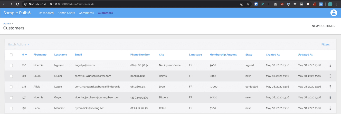 L'index de nos clients AA avec la table rayée.