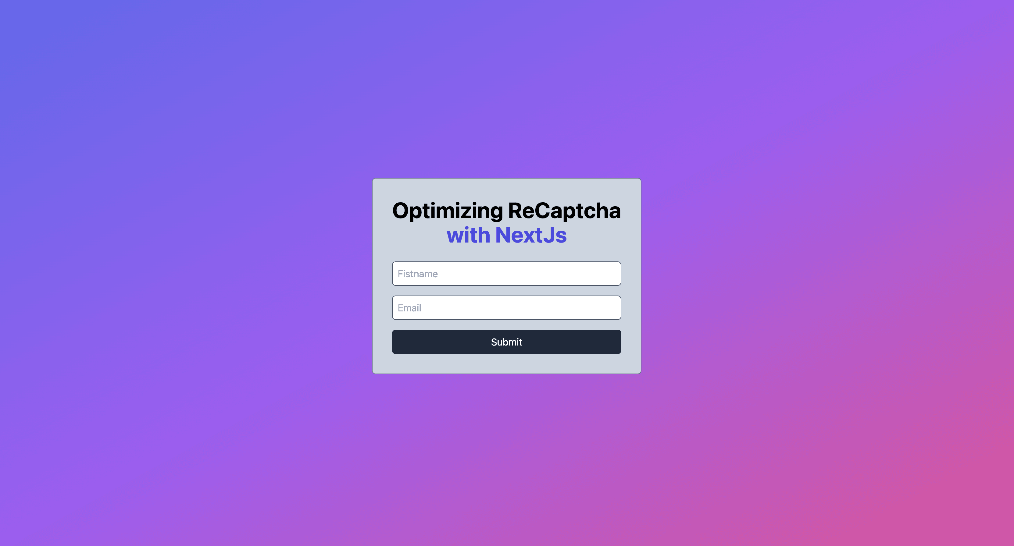Notre page d'accueil avec le formulaire très simple