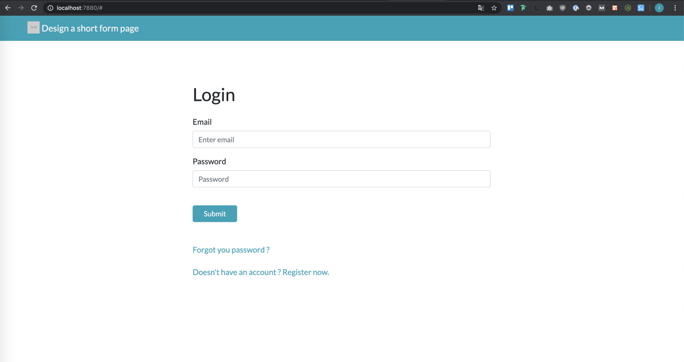 login page on browser