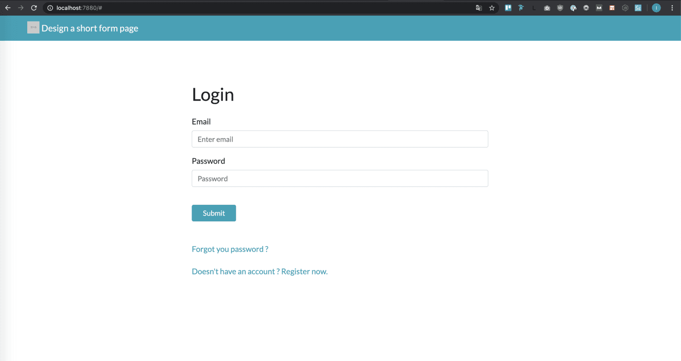 login page on browser