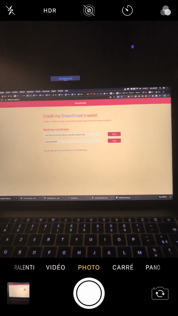 L'utilisateur scanne le code QR