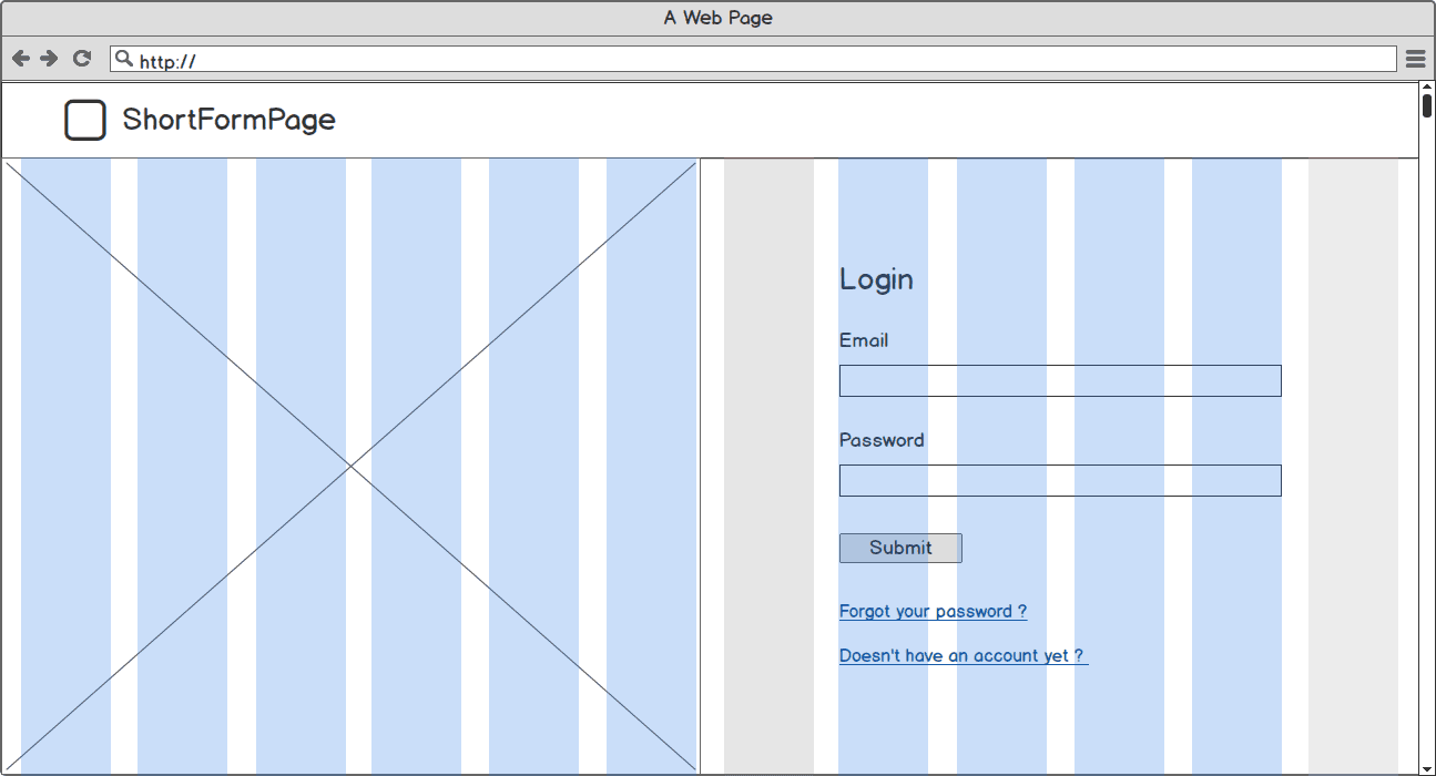 maquette page de connexion avec image et grille bootstrap