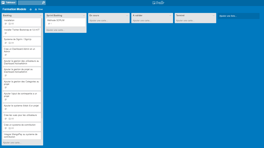 And here is its little brother, the Trello board for training new developers!