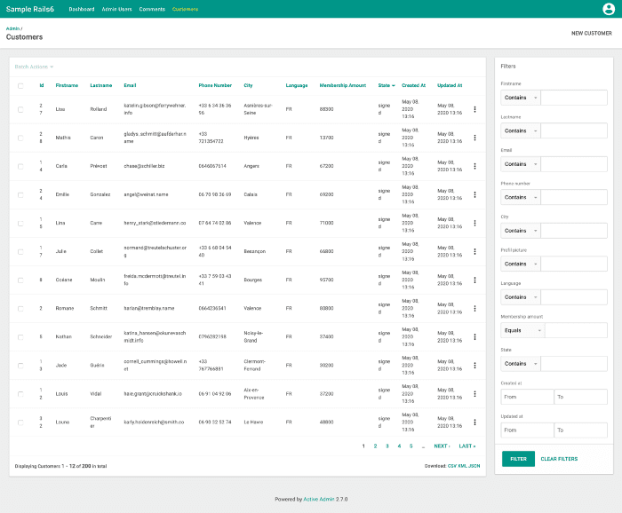 Our same AA customers’ index with ActiveMaterial’s theming. Code can be found here.